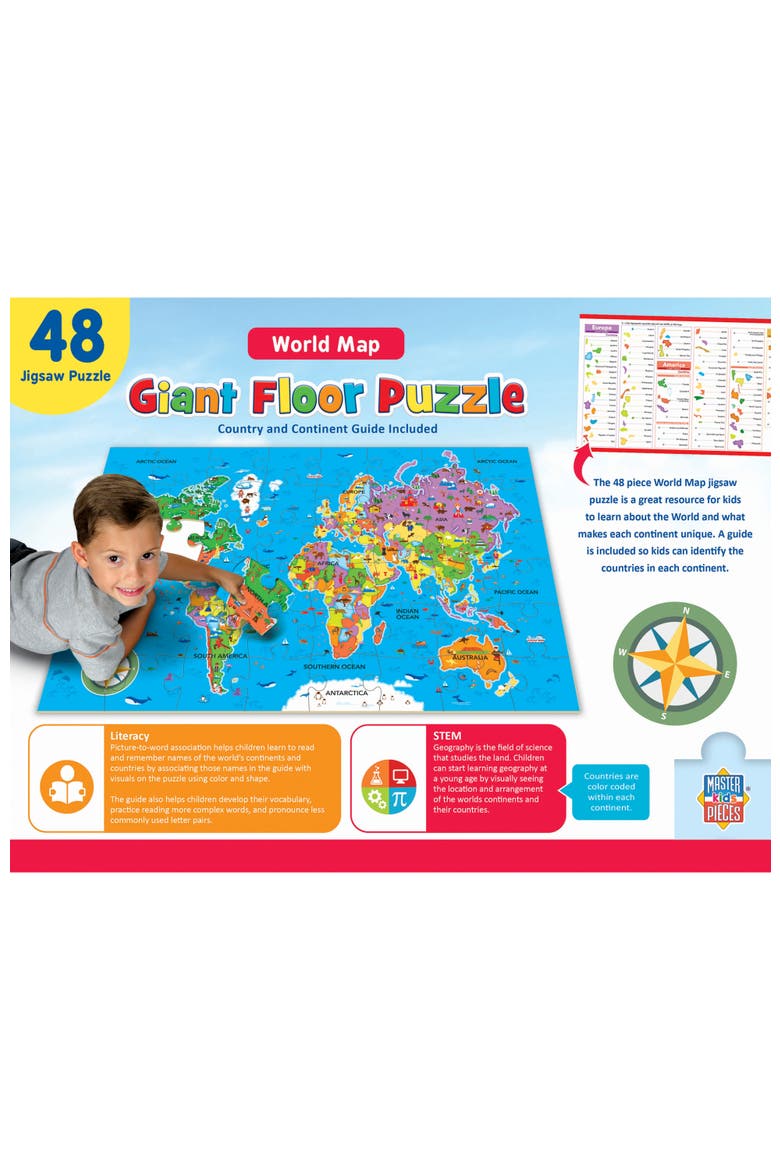 World Map 48 Piece Floor Puzzle, Alternate, color, Multicolor