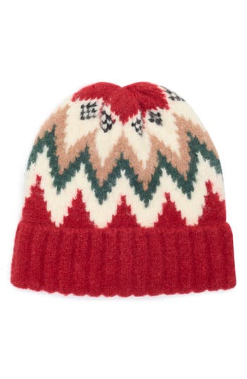 Bcbg Harbor Fair Isle Beanie In Red