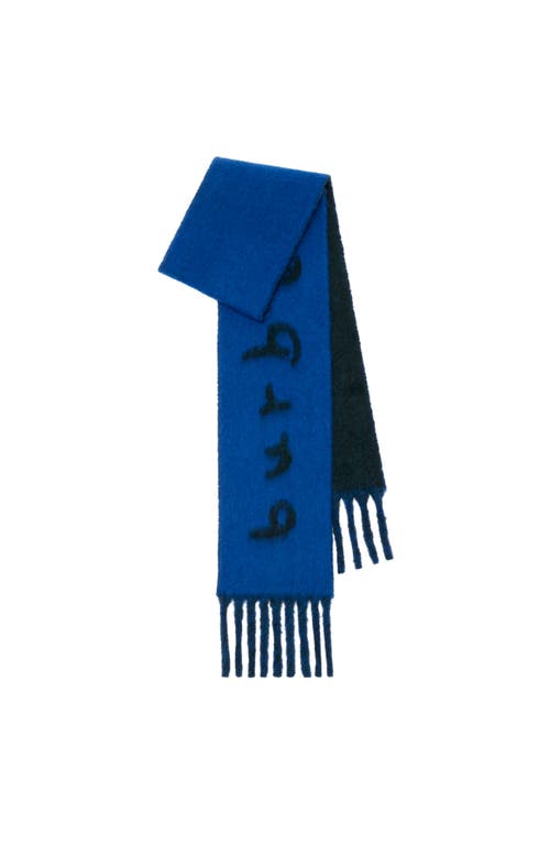 Burberry Reversible Logo Alpaca Wool Blend Scarf In Blue