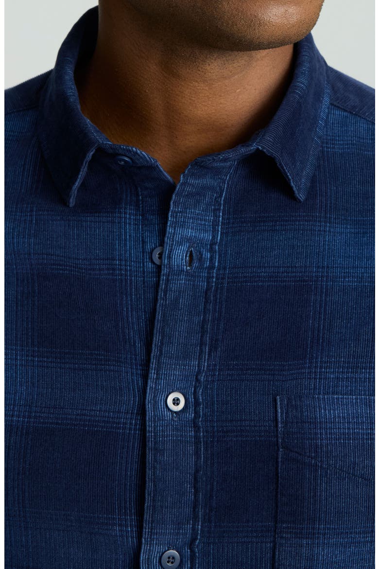 Winfield Ombré Check Cotton Corduroy Button-Up Shirt, Alternate, color, NAVY