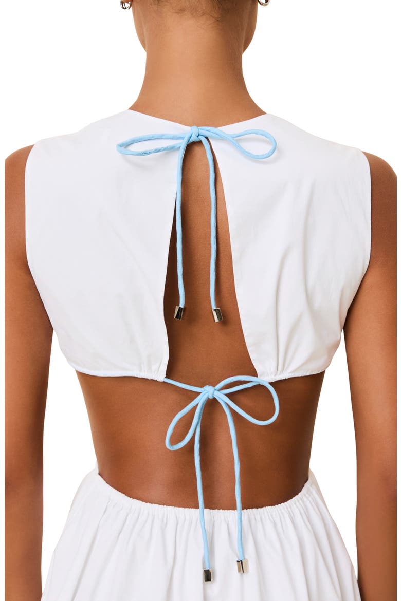 Sabine Sleeveless Open Back Stretch Cotton Poplin Sundress, Alternate, color, OPTIC WHITE