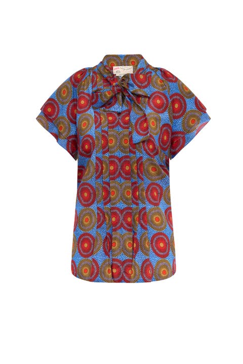 Printed Blouse With Neck Tie