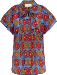 Maison Common Printed Blouse With Neck Tie