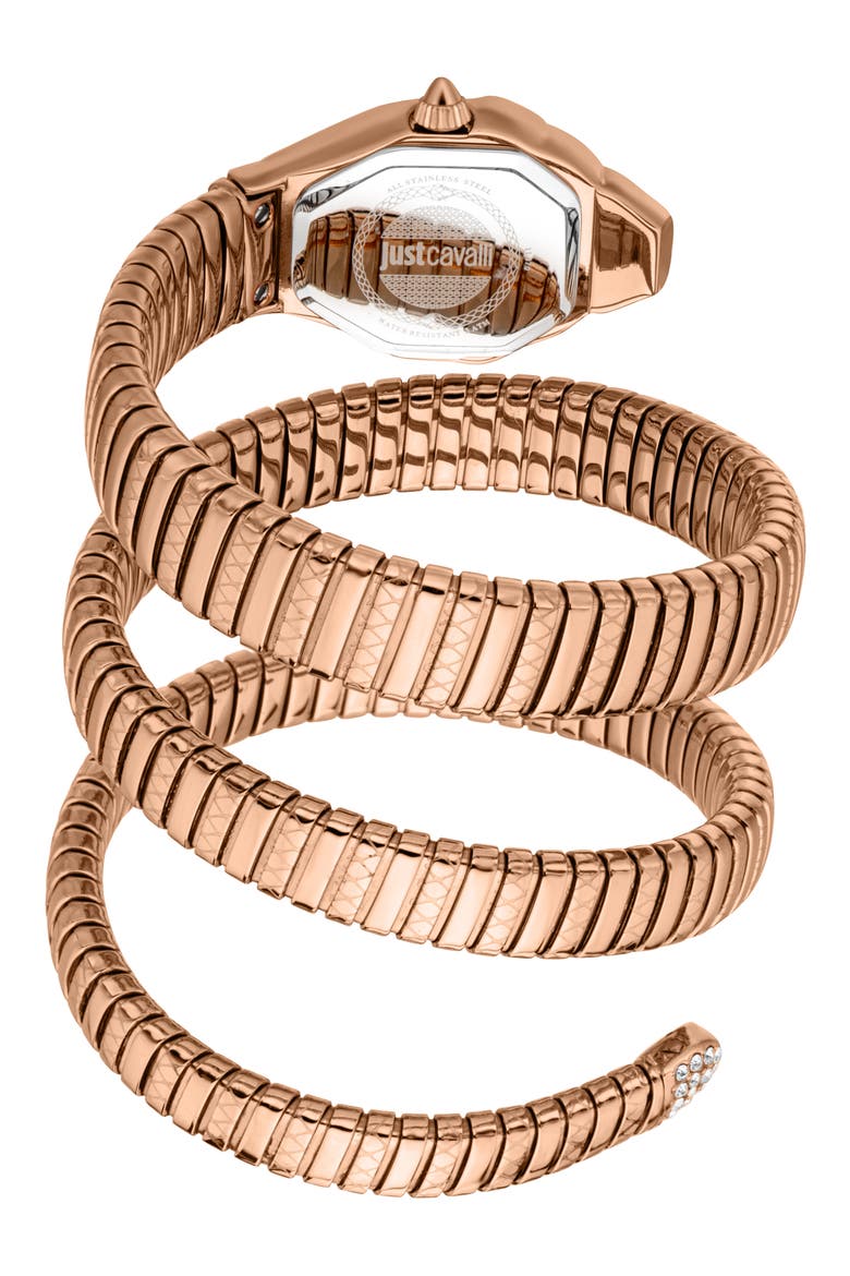 Snake Wraparound Bracelet Watch, 22mm x 34.5mm, Alternate, color, ROSE GOLD