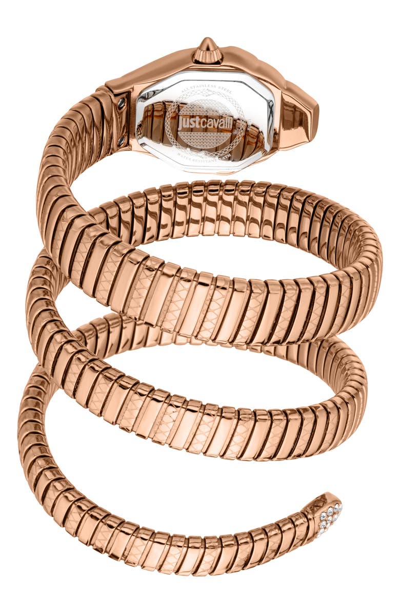 Just Cavalli Snake Wraparound Bracelet Watch, 22mm x 34.5mm, Alternate, color,