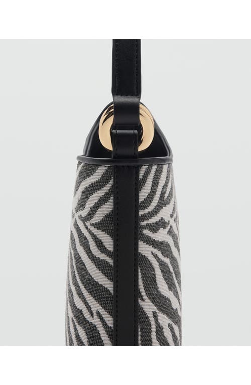 Mango Large Zebra-print Bucket Bag Black In Black