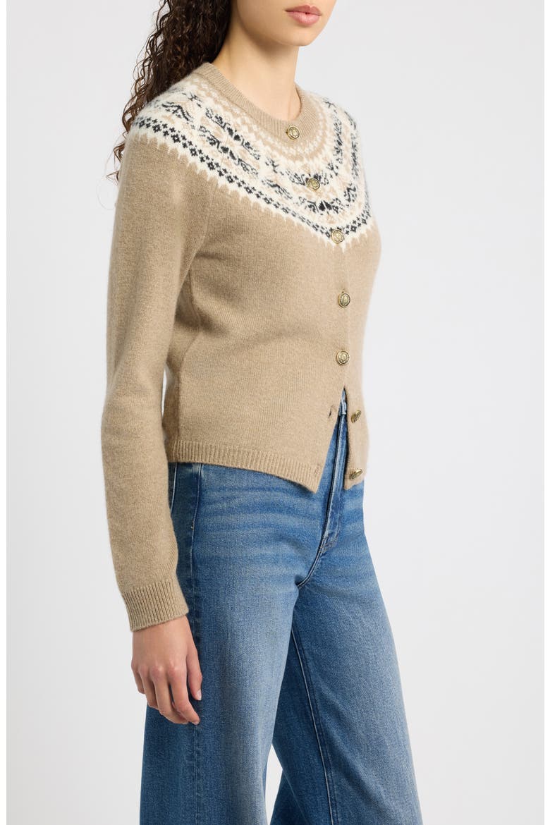 Sonnet Fair Isle Cardigan, Alternate, color, TAUPE FAIR ISLE