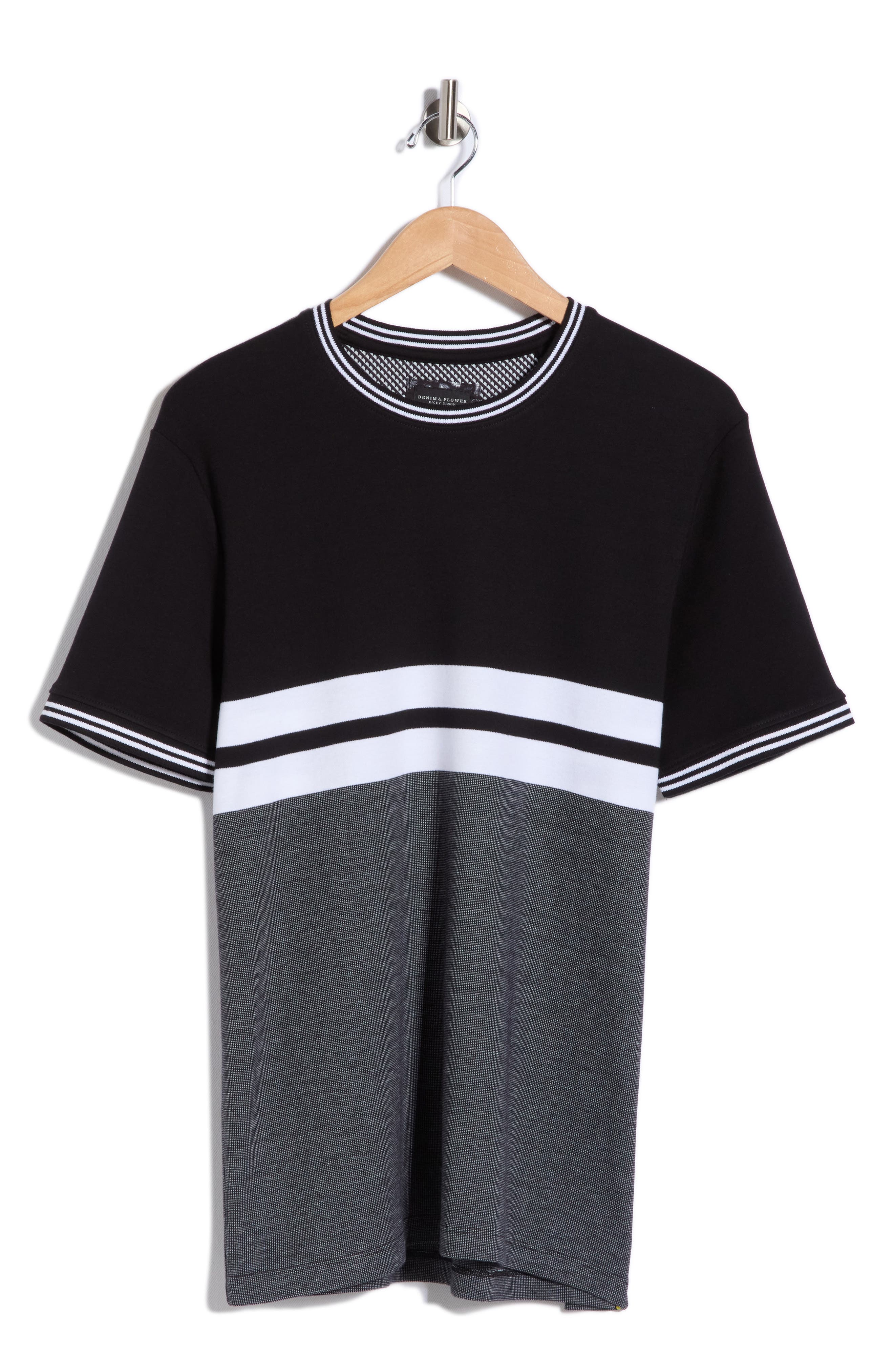 DENIM AND FLOWER Tipped Stripe Knit T-Shirt