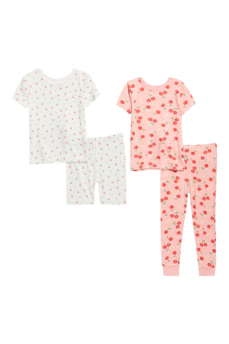 Kids' Cherry 4-Piece Pajamas Set, Main, color, PEACH