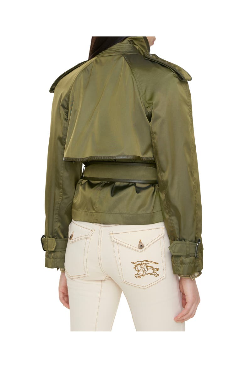 Short Nylon Blend Trench Coat, Alternate, color, Tent green