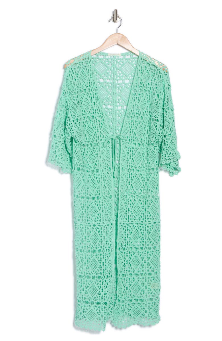 AREA STARS Open Knit Cardigan Duster, Alternate, color, Mint