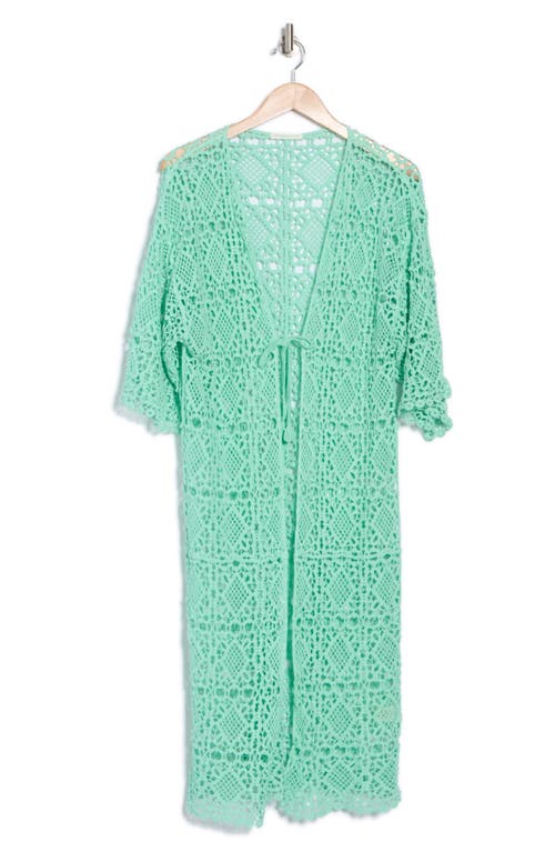 Area Stars Open Knit Cardigan Duster In Mint