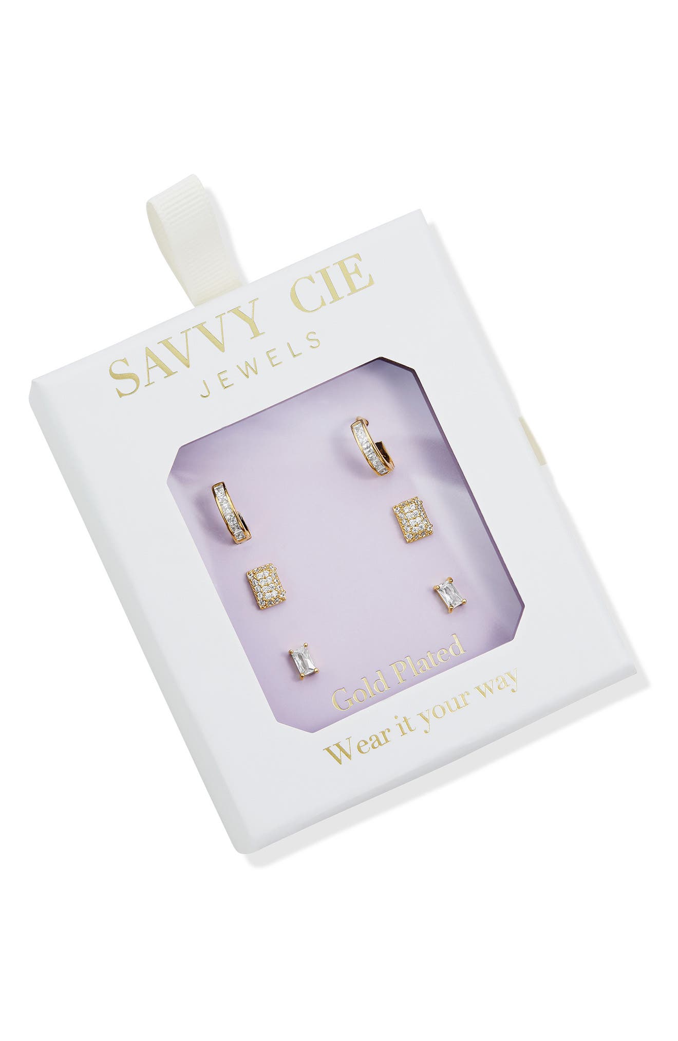 Set of 3 Cubic Zirconia Earrings
