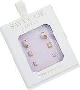 SAVVY CIE JEWELS Set of 3 Cubic Zirconia Earrings