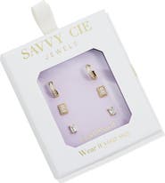 SAVVY CIE JEWELS Set of 3 Cubic Zirconia Earrings
