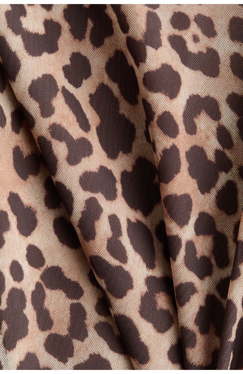 H&M Mesh Pull-on Trousers, Alternate, color, Light Beige/Leopard Print