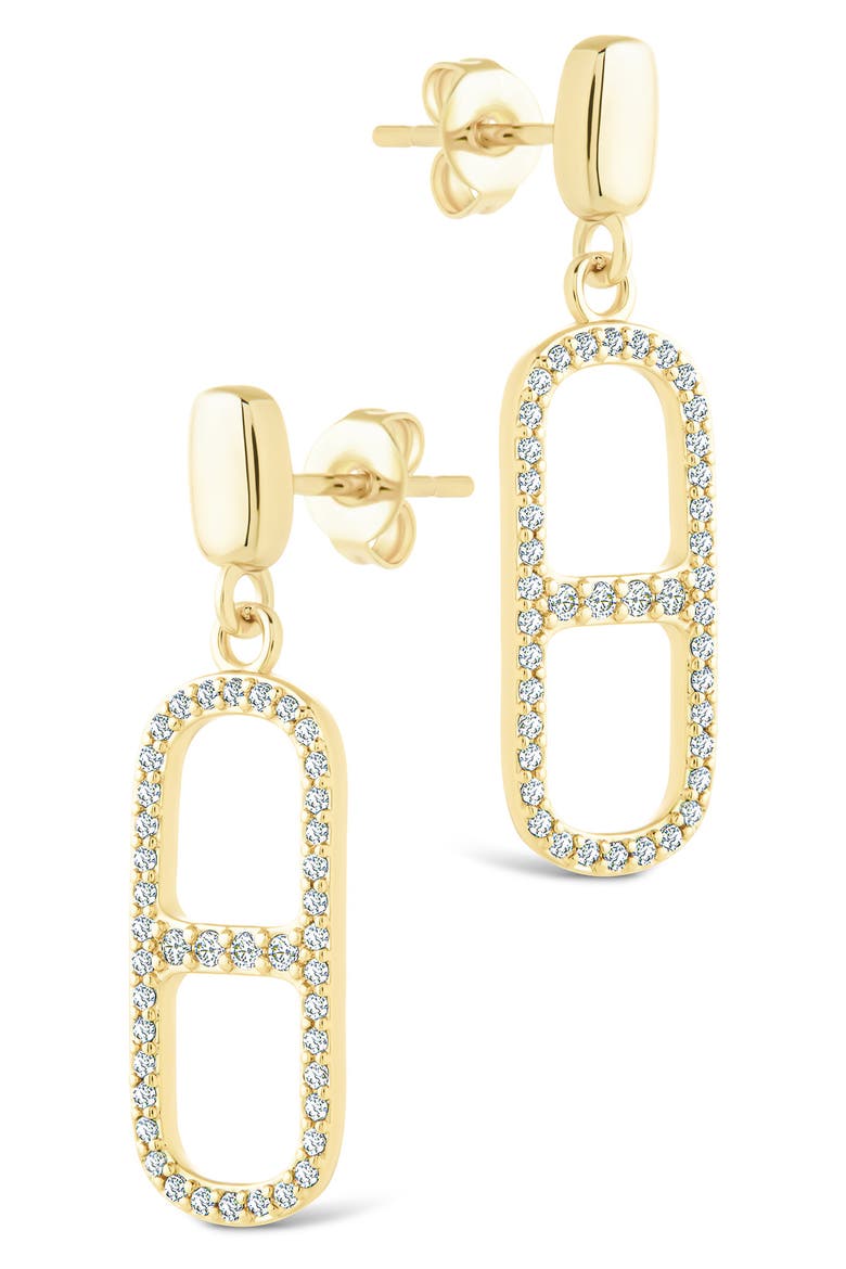 Sable Cubic Zirconia Anchor Link Drop Earrings, Alternate, color, GOLD