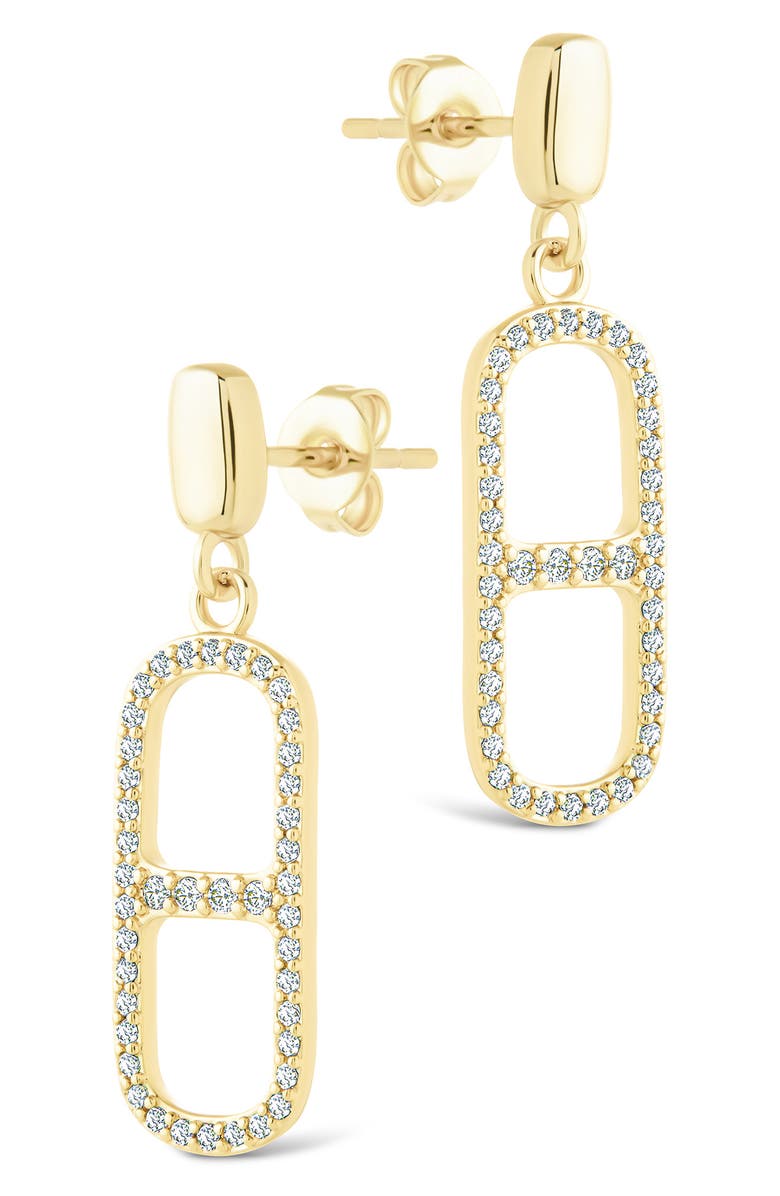 Sterling Forever Sable Cubic Zirconia Anchor Link Drop Earrings, Alternate, color, Gold