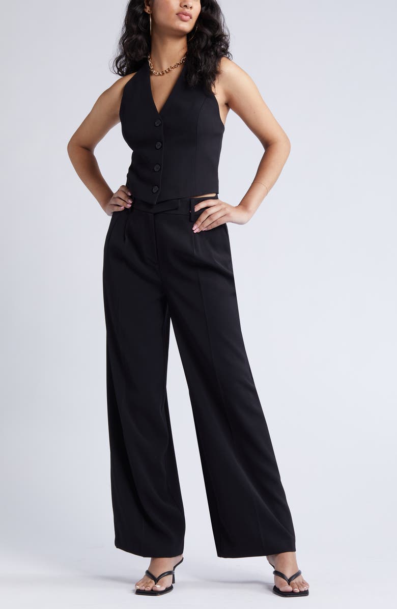 Open Edit Wide Leg Twill Trousers, Main, color,