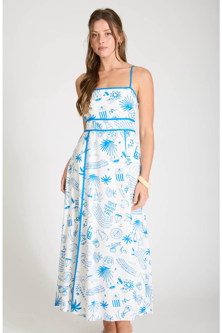 Positano Print Midi Sundress, Alternate, color, BLUE