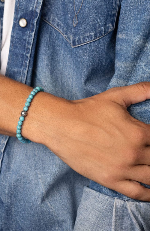 Nialaya Turquoise Wristband Bracelet In Gray