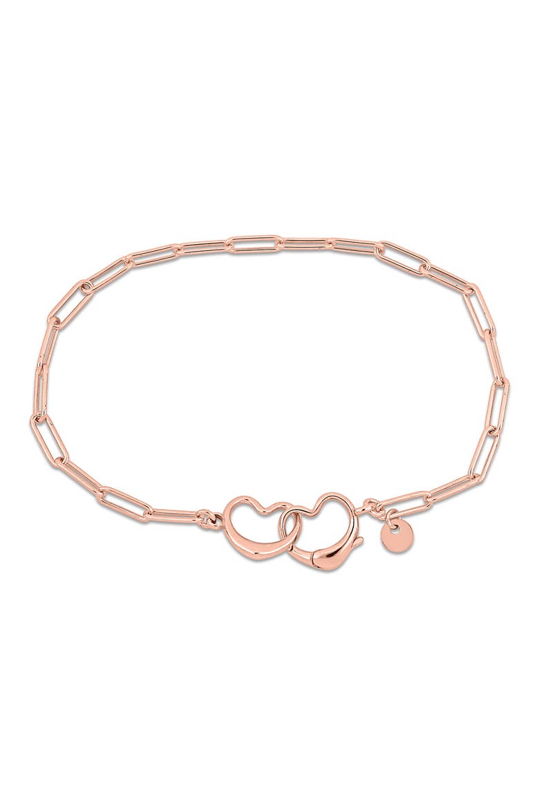Heart Clasp Paper Clip Chain Bracelet, Main, color, ROSE