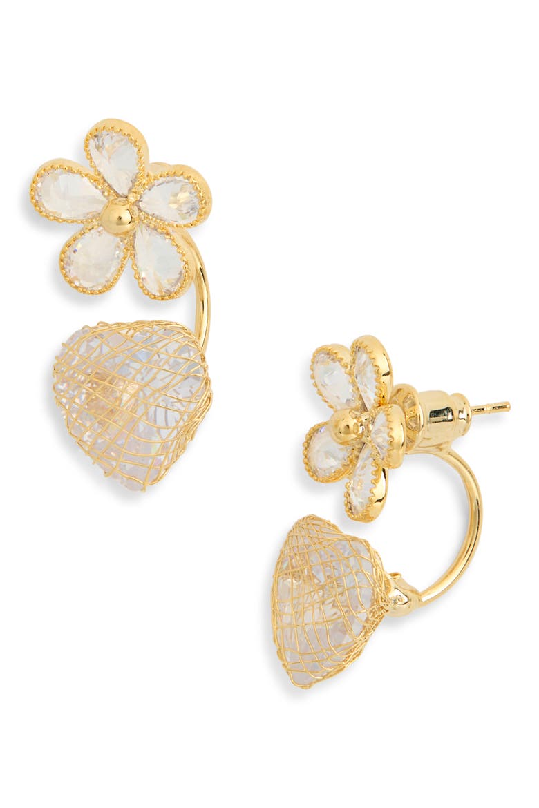 Kiara CZ Jacket Drop Earrings, Main, color, GOLD