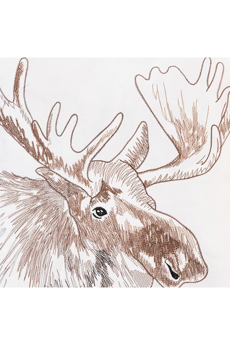 Moose Portrait Indoor/Outdoor Embroidered Accent Throw Pillow 18" x 18", Alternate, color, Brown