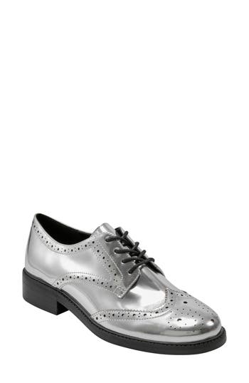 Marc Fisher Ltd Perrie Wingtip Derby In Silver