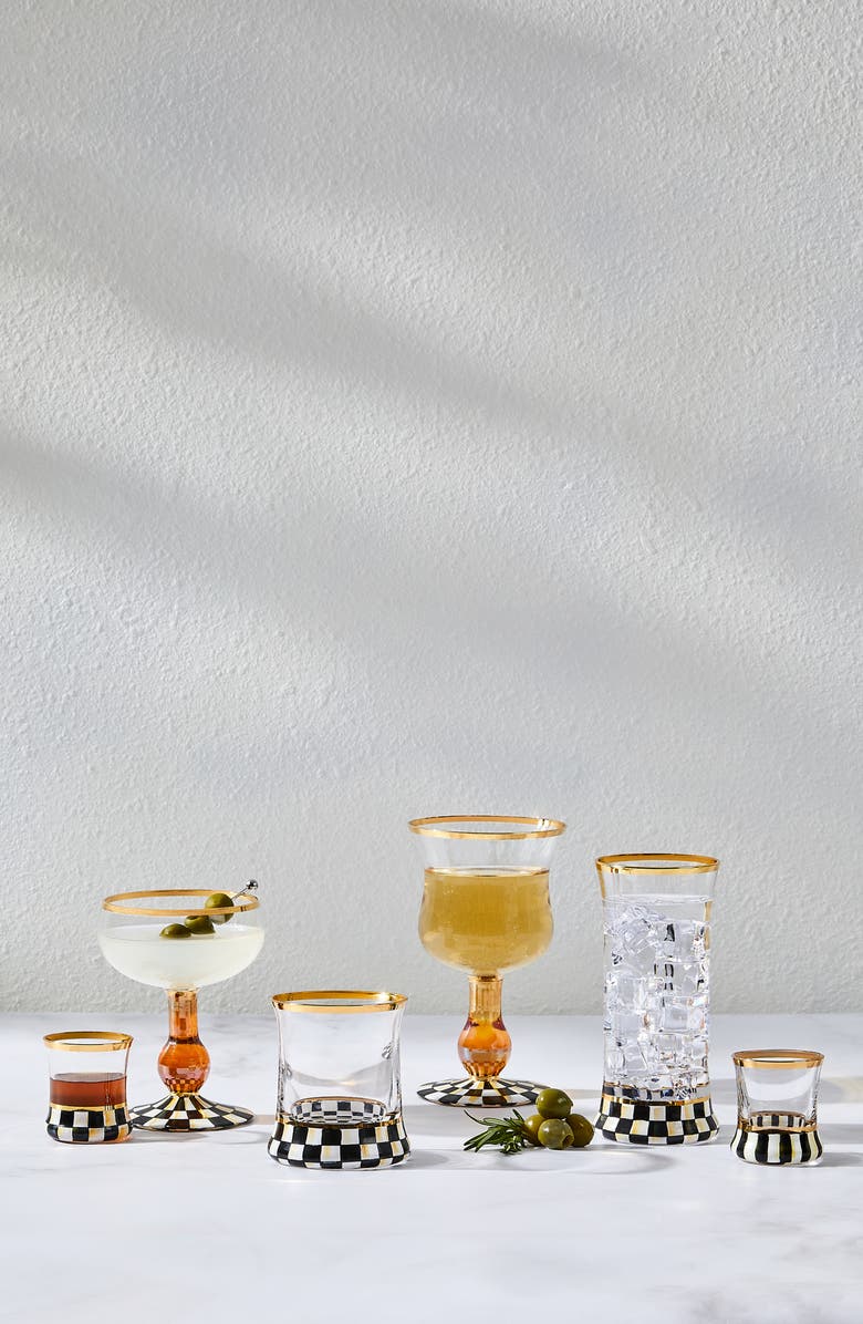 MACKENZIE CHILDS Courtly Check Set of 2 Tumblers, Alternate, color, Black