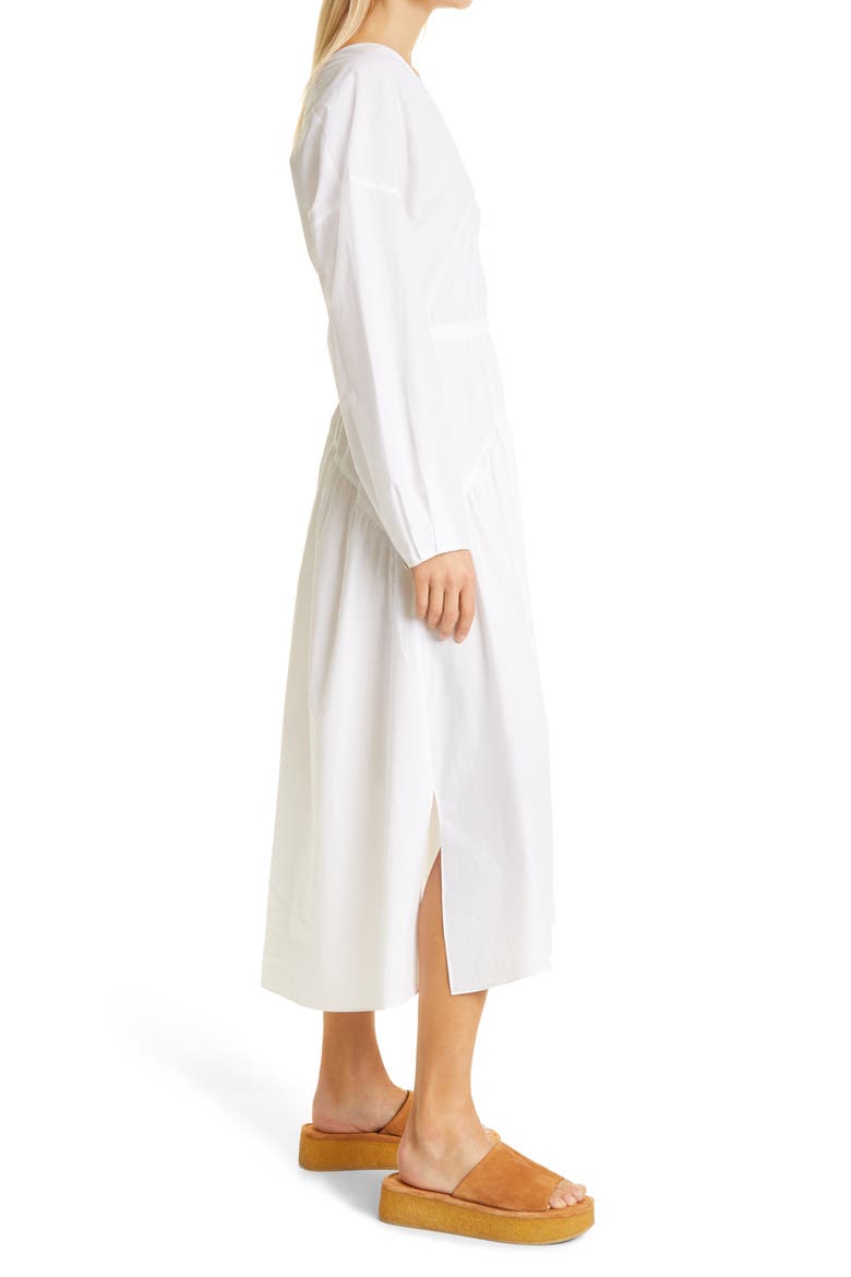Cutout Long Sleeve Cotton Dress, Alternate, color, OPTIC WHITE