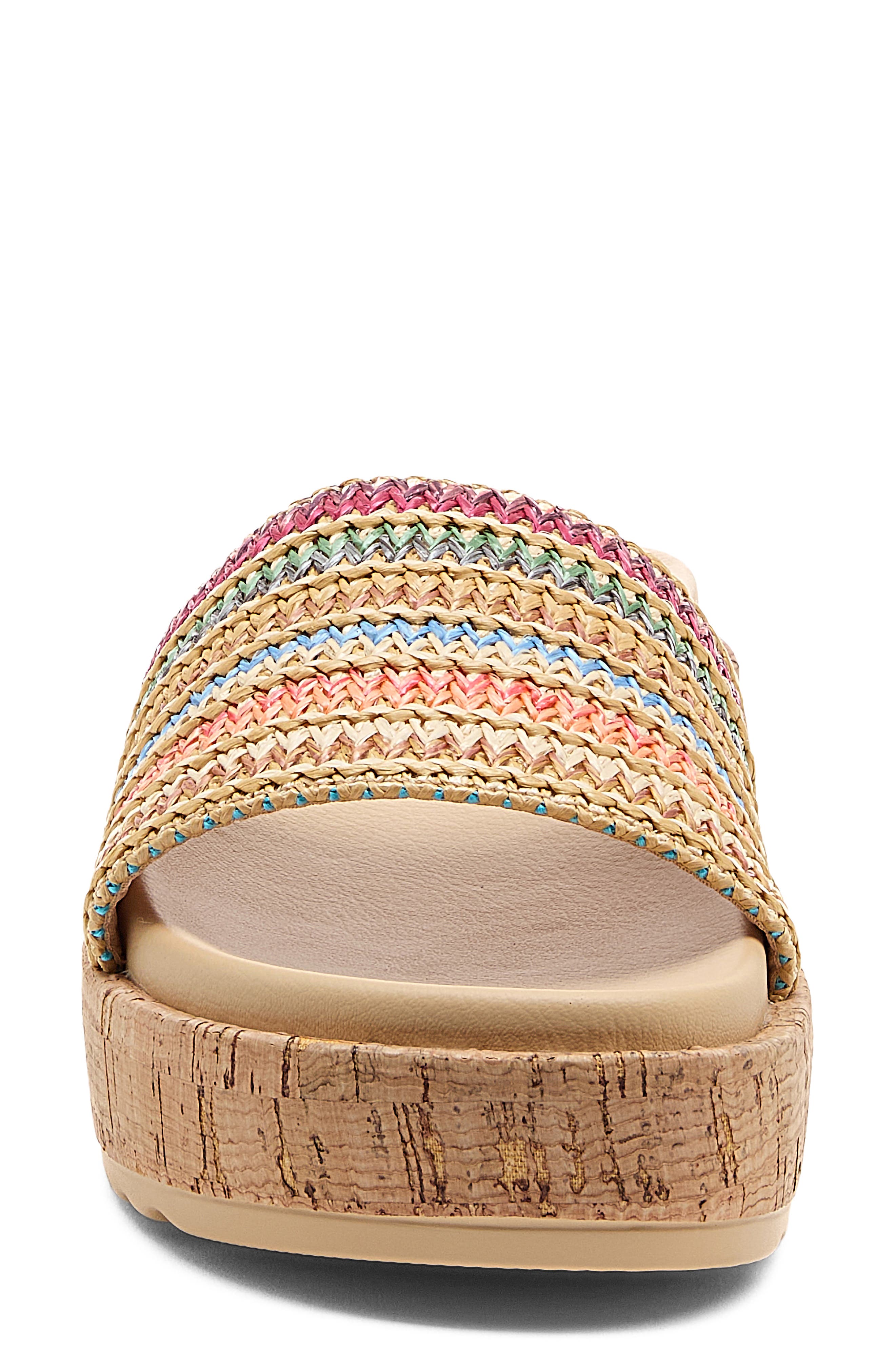 Faye Platform Slide Sandal, Alternate, color, NATURAL MULTI