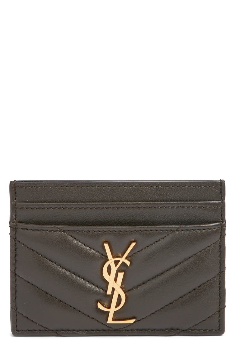 Cassandra Matelassé Leather Card Case, Main, color, URBAN GREY