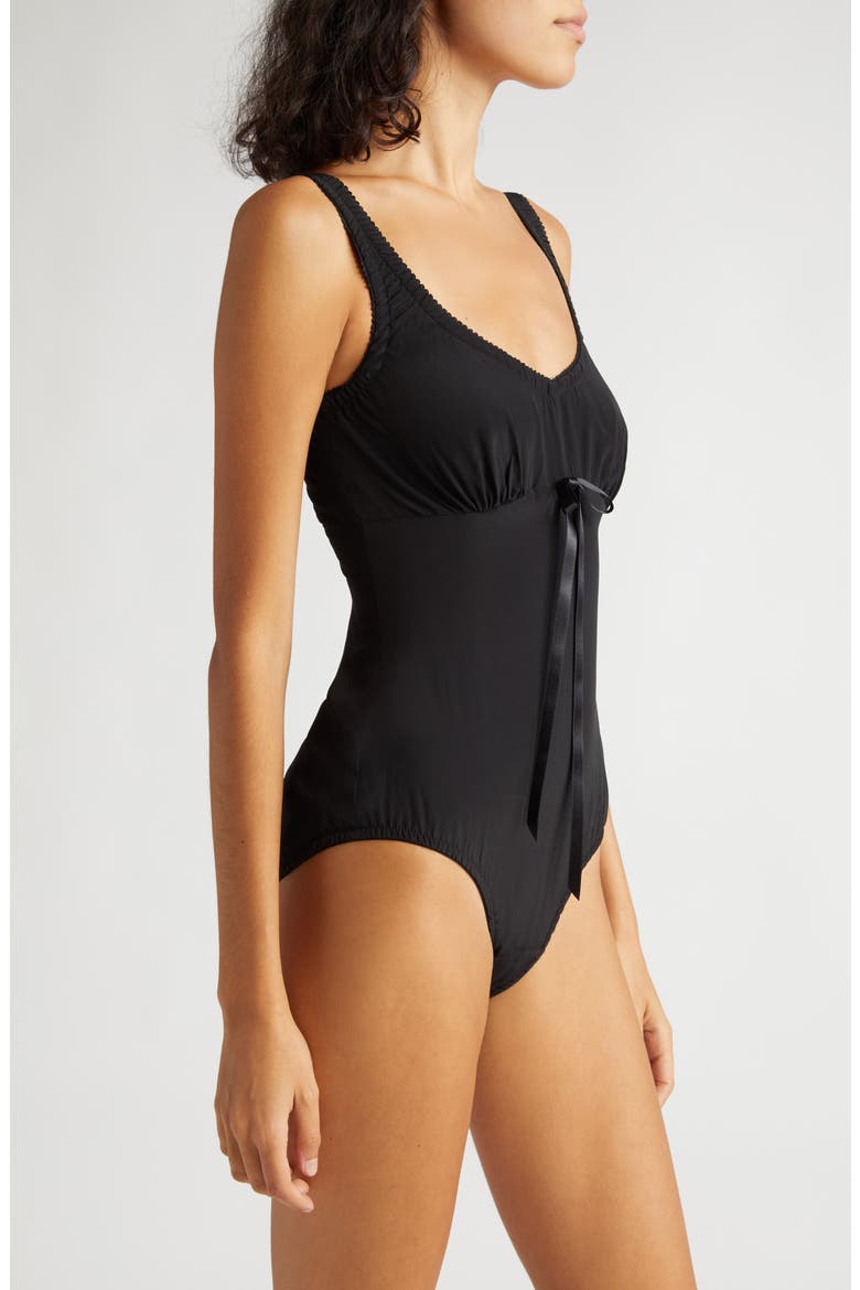 Bow Detail Bodysuit, Alternate, color, BLACK