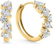 Bliss Diamond 2Ct Pear & Round Ali Diamond Hoops 14k Gold 19mm Earrings Lab Grown