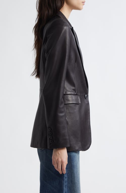 Nili Lotan Belmonde One-button Lambskin Leather Blazer In Black