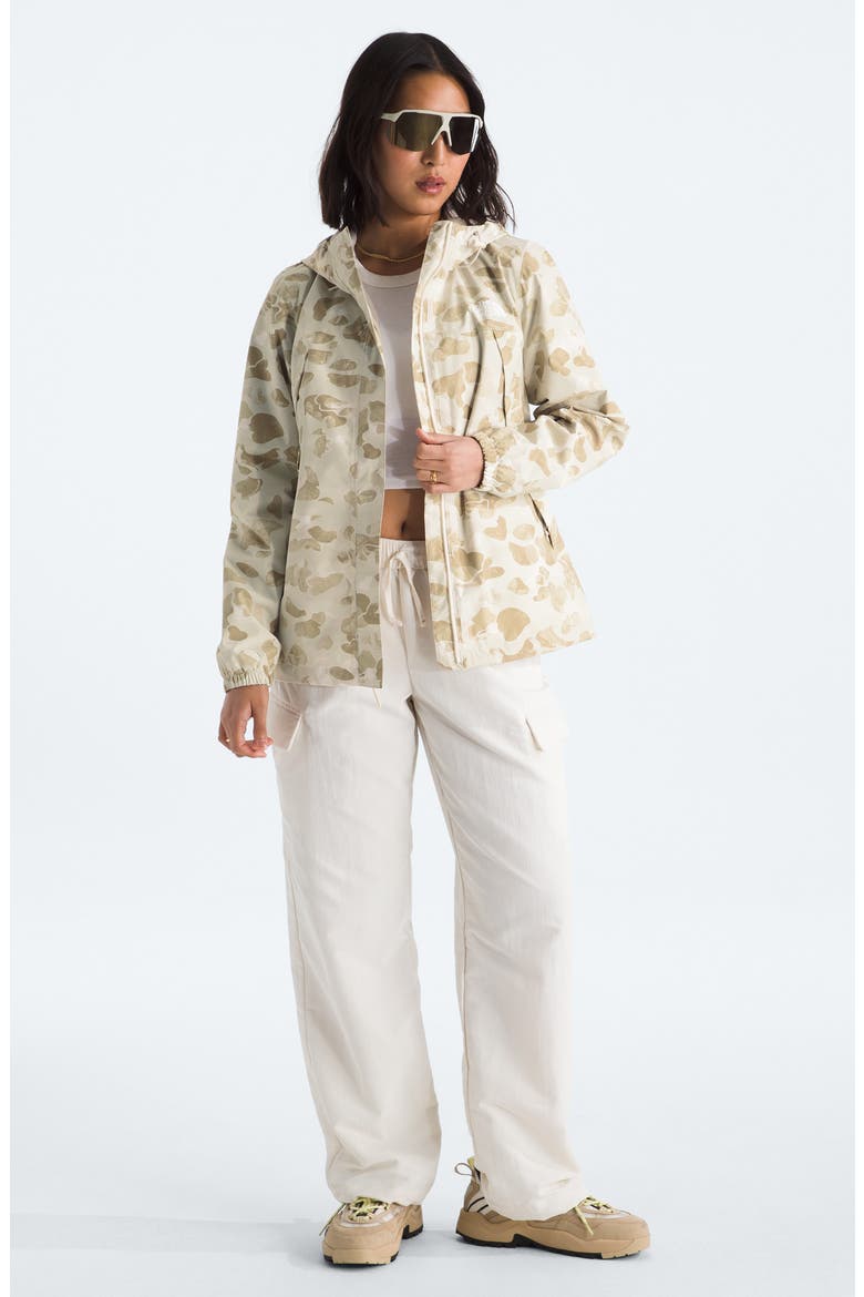Antora Waterproof Hooded Rain Jacket, Alternate, color, PALE KHAKI HERITAGE PRINT