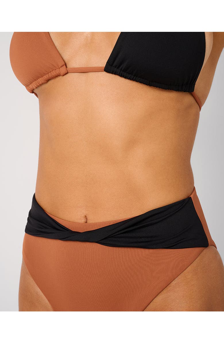 WeWoreWhat Belted Twist High Rise Bottom, Alternate, color, Clay/Black