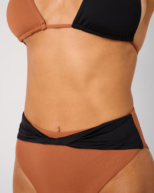 Weworewhat Belted Twist High Rise Bottom In Brown