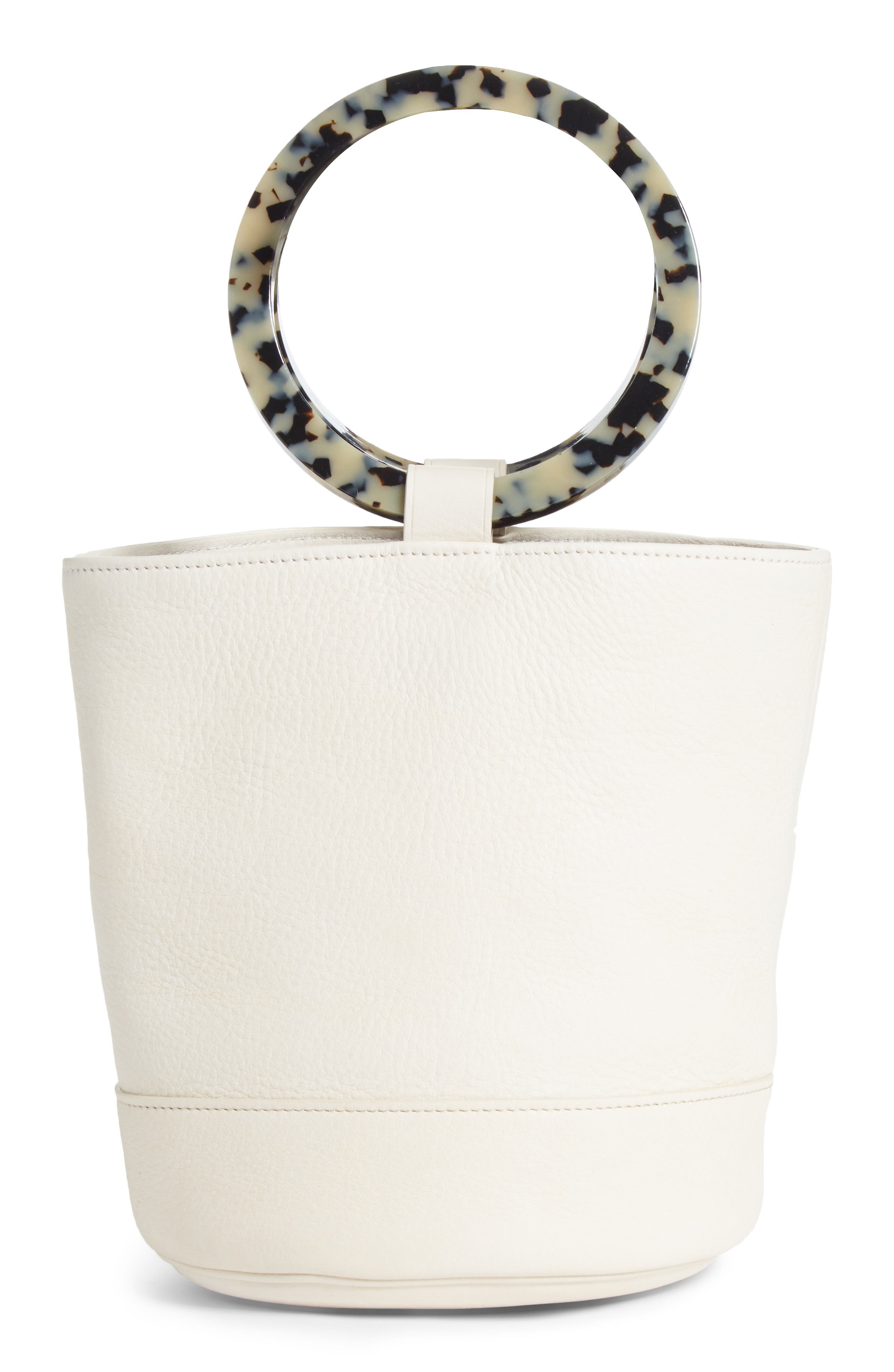 Bonsai 20 Pebbled Leather Bucket Bag, Alternate, color, STONE WHITE