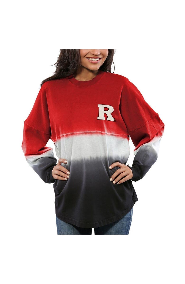 SPIRIT JERSEY Women's Scarlet Rutgers Scarlet Knights Ombre Long Sleeve Dip-Dyed Spirit Jersey, Alternate, color, 