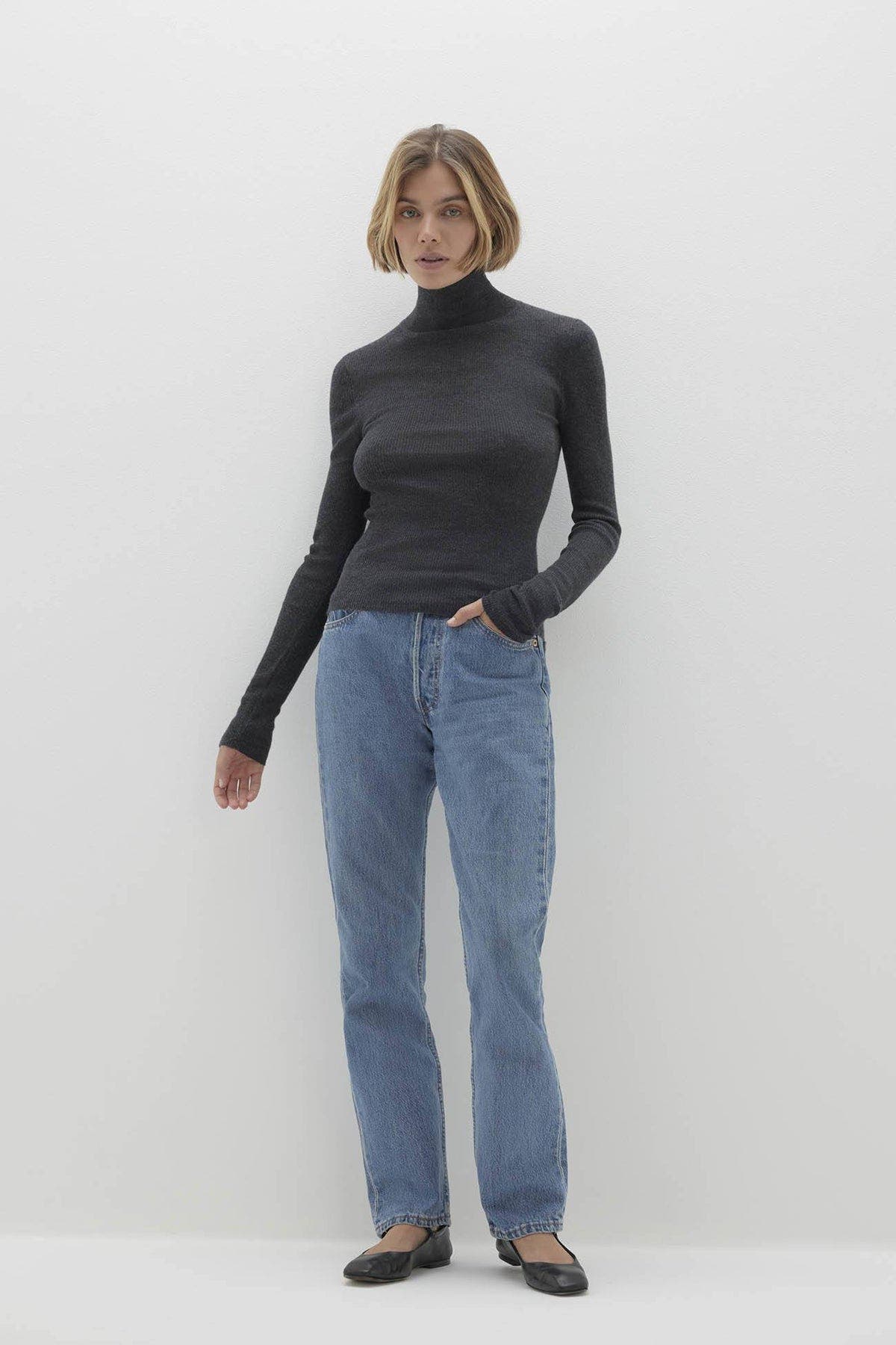 Naked Cashmere Rumer Fitted Cashmere Turtleneck In Gray