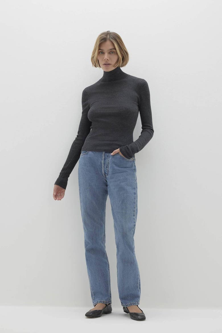 Rumer Fitted Cashmere Turtleneck, Main, color, Charcoal