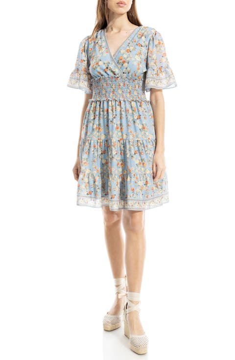 Short Bell Sleeve Fit & Flare Dress