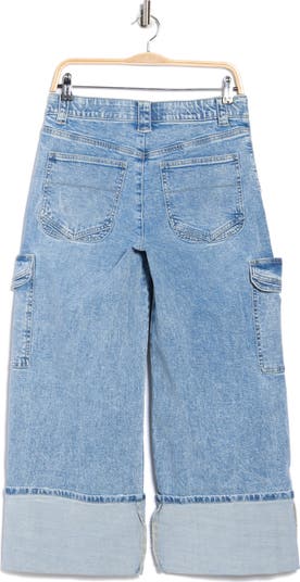 Cuffed Wide Leg Cargo Jeans