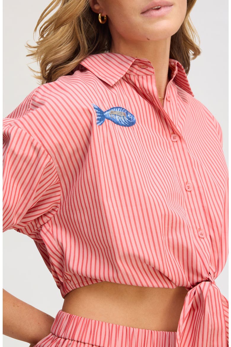 Stripe Cotton Button-Up Shirt, Alternate, color, PINK ROSA SHIRTING S
