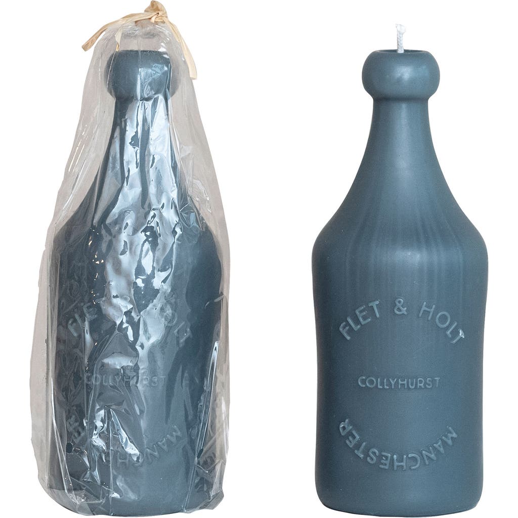 Storied Home Unscented Embossed Bottle Shaped Candle, Blue