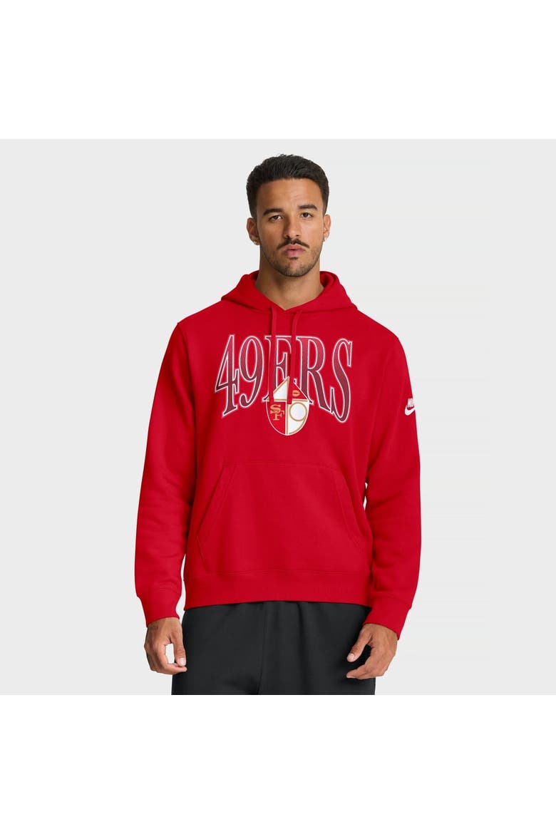 Men's Nike Scarlet San Francisco 49ers Full Blitz Club Fleece Pullover Hoodie, Main, color, Scarlet