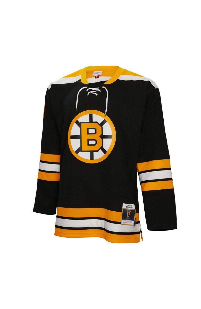 Mitchell & Ness Men's Mitchell & Ness Bobby Orr Black Boston Bruins  1971/72 Blue Line Player Jersey, Alternate, color, 