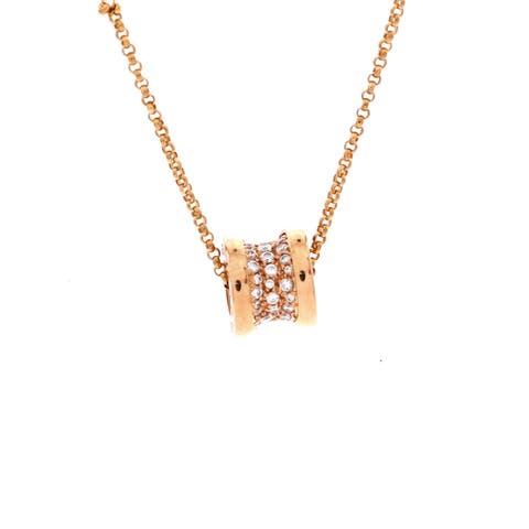 B.Zero1 Pendant Necklace 18K Rose Gold with Pave Diamonds Mini